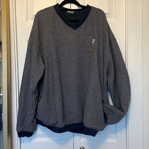Vintage Ashworth Made in USA Men's Navy Houndstooth V-Neck Golf Sweater Oversize